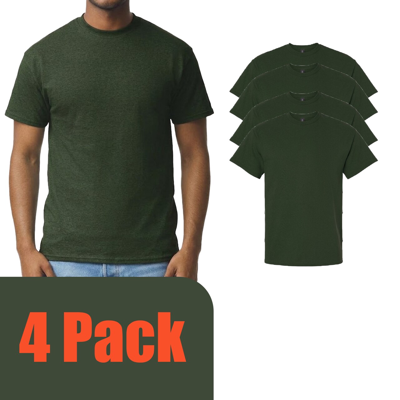 Gildan Unisex Ultra Cotton T-Shirt Craft Bundle, Forest Color Short Sleeve Blanks for DIY Printing